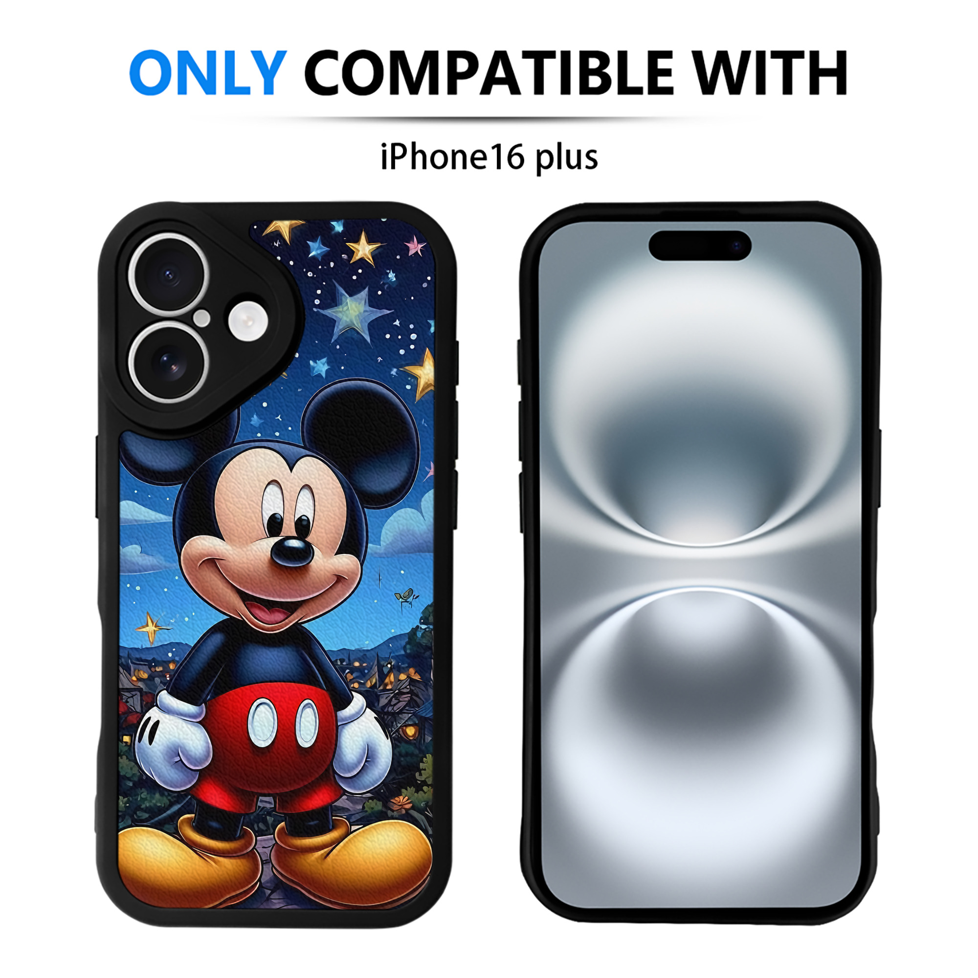 （画像用） ミッキーマウス Mickey Mouse 【iPhone 16シリーズ対応】シリコンスマホケース（レザー調） 材質：シリコン